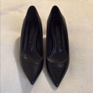 Vera Pelle Size 7  Black Pointed Toe Heels